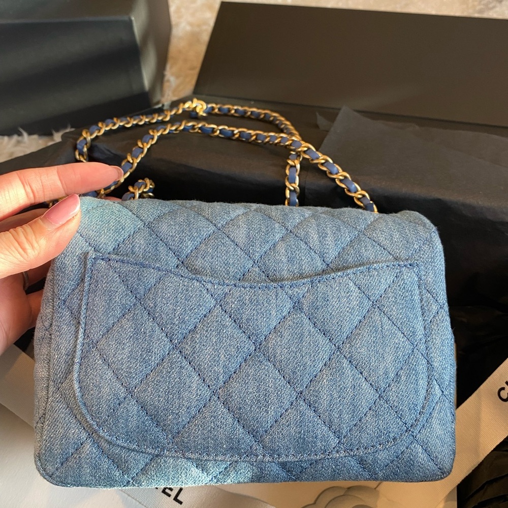 Authentic Chanel Pearl Crush Denim Mini - Picture 5 of 5